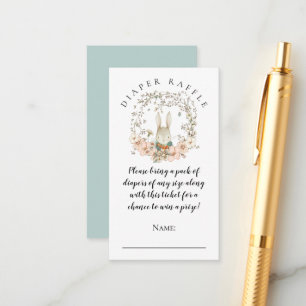 Vintage Cute Bunny Diaper Raffle Boy Shower Enclosure Card