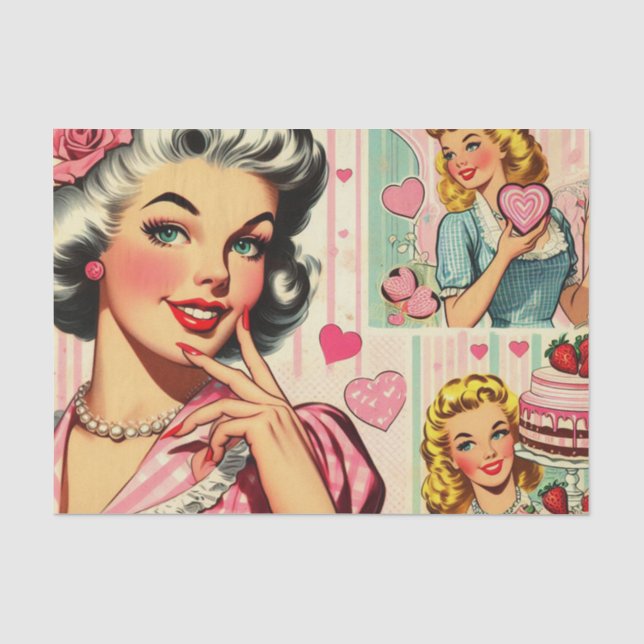 Vintage Cute Candy Pin Up Tissue Paper (Front)