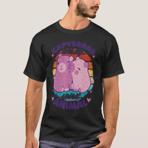 Vintage cute capybaras couple Capybaras are my spi T-Shirt