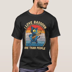 Vintage Cute Cat I Love Bassoon More Than People T-Shirt