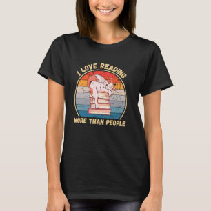 Vintage Cute Cat I Love Reading Books More Than Pe T-Shirt