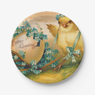Vintage Cute Chicken with Easter Egg Carriage Paper Plate