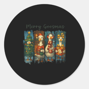 Vintage Cute Christmas Merry Goosmas Funny Silly G Classic Round Sticker