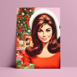 Vintage Cute Christmas Pin-up Postcard