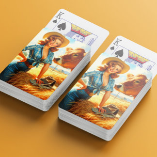 Vintage Cute Cowgirl Pin-up Playing Cards