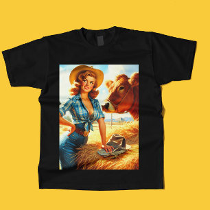 Vintage Cute Cowgirl Pin-up T-Shirt