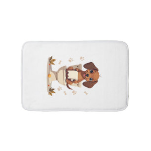 Vintage Cute Dachshund on Toilet Cartoon Bathroom Bath Mat