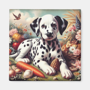 Vintage Cute Dalmatian Painting Magnet