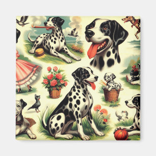 Vintage Cute Dalmatian Seamless Magnet