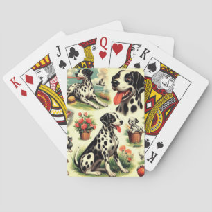 Vintage Cute Dalmatian Seamless Playing Cards