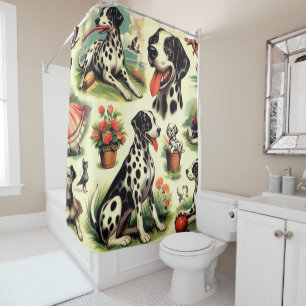Vintage Cute Dalmatian Seamless Shower Curtain