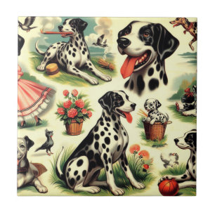 Vintage Cute Dalmatian Seamless Tile