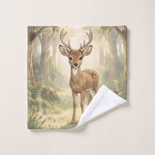 Vintage cute deer in the forest wash cloth