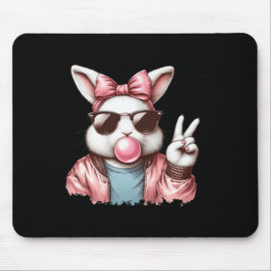 Vintage Cute Easter Bunny Sungles Blowing Bubble G Mouse Pad