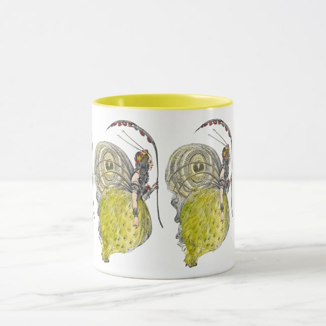 Vintage Cute Fantasy Butterfly Fairy with Wings Mug (Center)