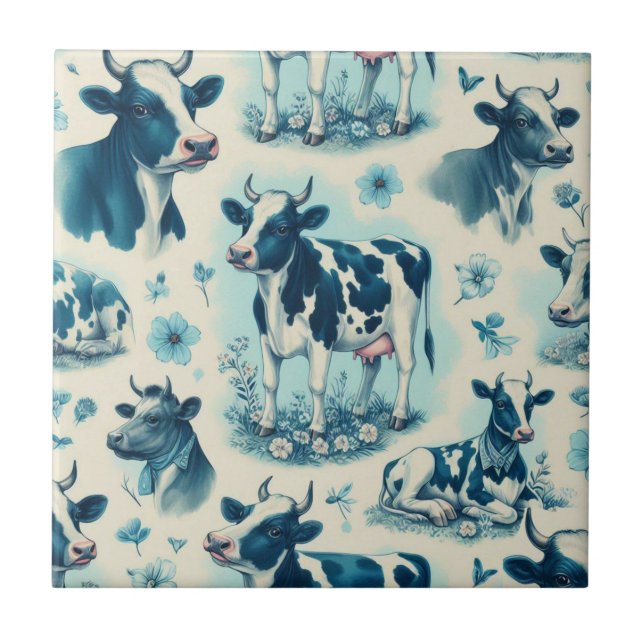 Vintage Cute Farm Cow Seamless Tile (Front)
