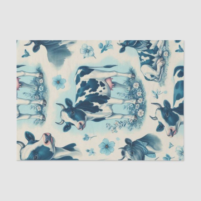 Vintage Cute Farm Cow Seamless Tissue Paper (Front)