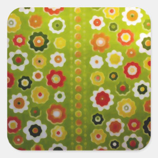 Vintage Cute Flower Power Retro Wallpaper Square Sticker
