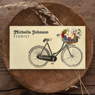 Vintage Cute French Bicycle Flowers   Florist Business Card