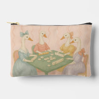 Vintage Cute Geese Playing Mahjong