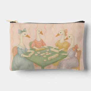 Vintage Cute Geese Playing Mahjong Accessory Pouch
