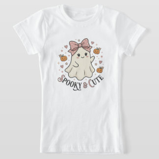 Vintage Cute Ghost Bow Halloween Graphic T-Shirt