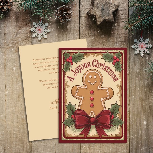 Vintage Cute Gingerbread Joyous Christmas Holiday Card (Creator Uploaded)