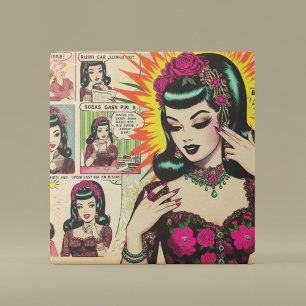 Vintage Cute Girl Comics Tile