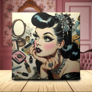Vintage Cute Goth Pin Up Tile