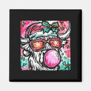 Vintage Cute Highland Cow Christmas Holiday Funny Magnet