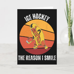 Vintage Cute Hot Dog Ice Hockey The Reason I Smile Card