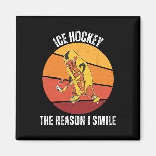 Vintage Cute Hot Dog Ice Hockey The Reason I Smile Magnet