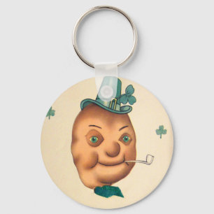 Vintage Cute Irish Potato St Patrick's Day Card Key Ring