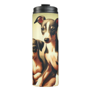 Vintage Cute Italian Greyhound Painting Thermal Tumbler