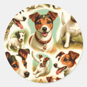 Vintage Cute Jack Russell Terrier Classic Round Sticker
