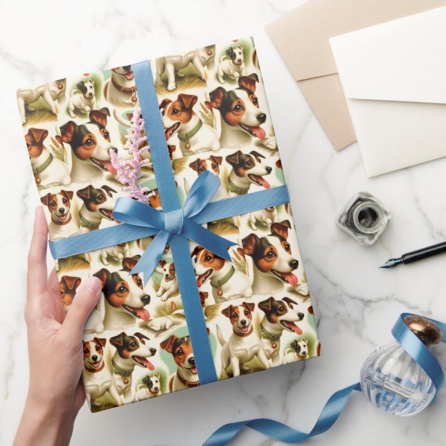 Vintage Cute Jack Russell Terrier Wrapping Paper (Gifting)