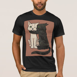 Vintage Cute Kissing Cat Couple Art T-Shirt