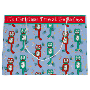 Vintage Cute Kit Cat Clock Personalized Gift Bag