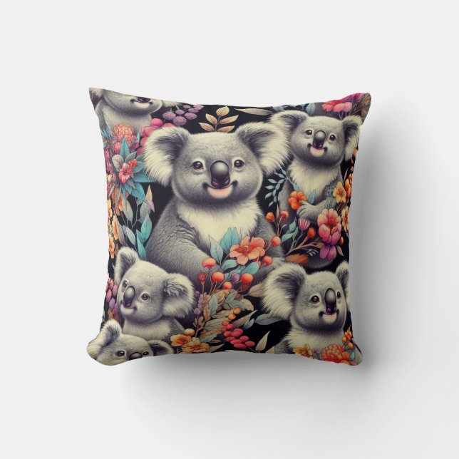 Vintage Cute Koala Painting Cushion (Front)