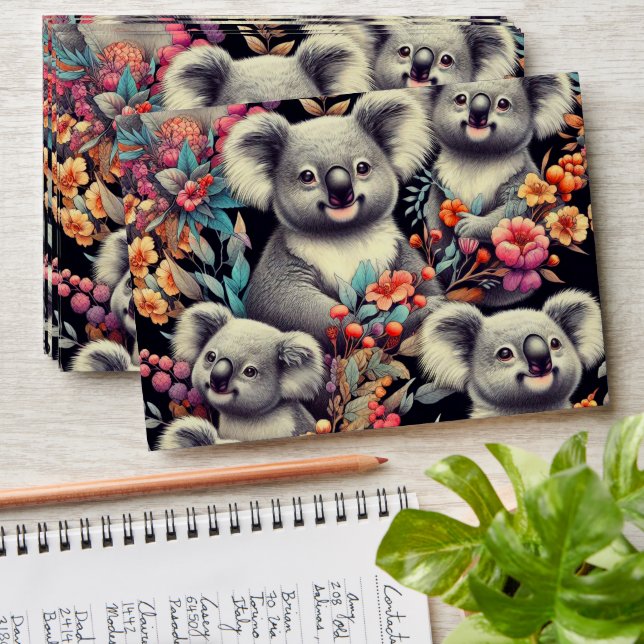Vintage Cute Koala Painting Envelope (Stacked)