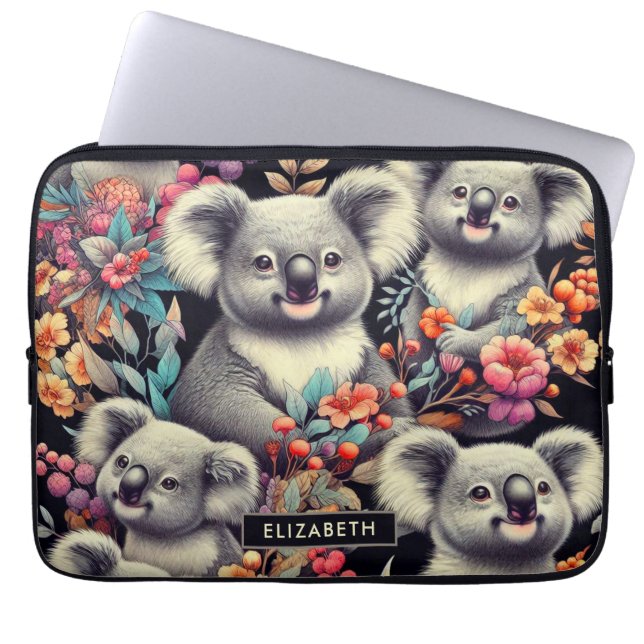 Vintage Cute Koala Painting Laptop Sleeve (Front)
