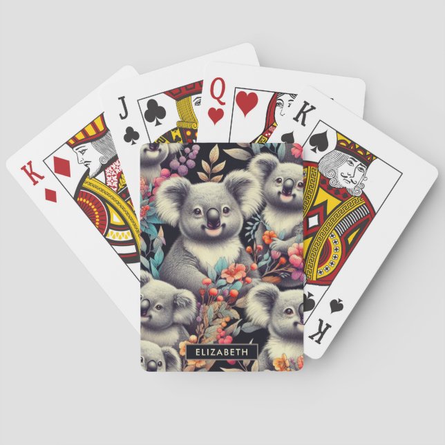 Vintage Cute Koala Painting Playing Cards (Back)