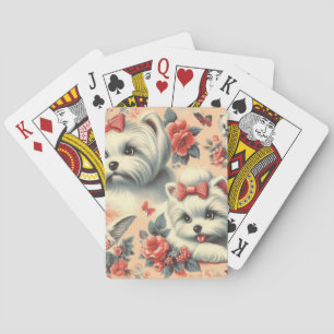 Vintage Cute Maltese Dog Playing Cards