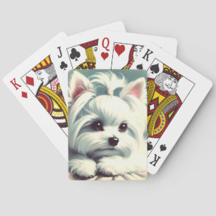 Vintage Cute Maltese Painting Playing Cards