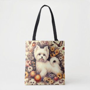 Vintage Cute Maltese Tote Bag
