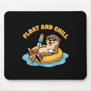 Vintage Cute Otter Pool Float Float And Chill Mouse Pad