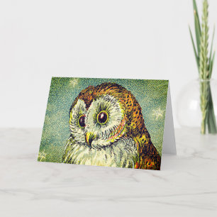 Vintage cute owl illustration card