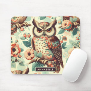 Vintage Cute Owl Pattern Mouse Pad