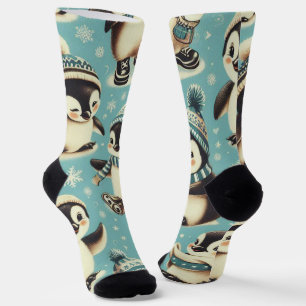 Vintage Cute Penguin Pattern Socks