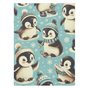 Vintage Cute Penguin Pattern Tablecloth